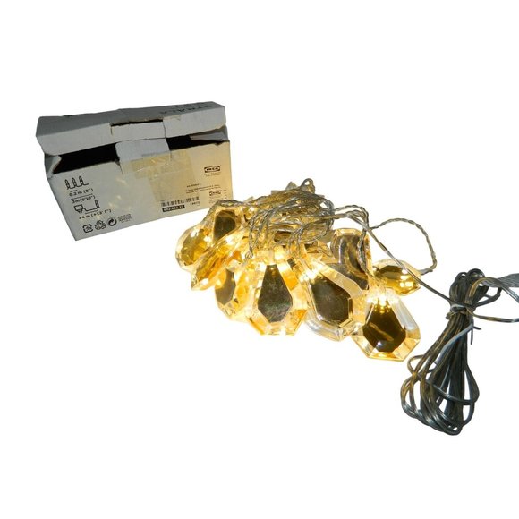 Ikea Lights String Amber Gold 10ft Hearts, Diamonds, Snowflakes, Circles Lucite - Picture 1 of 16